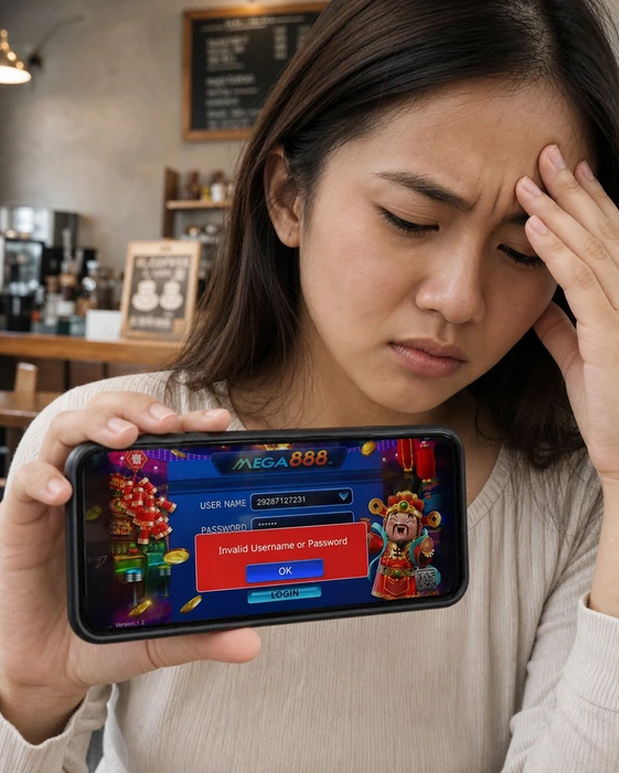 Ralat login Mega888 pada telefon