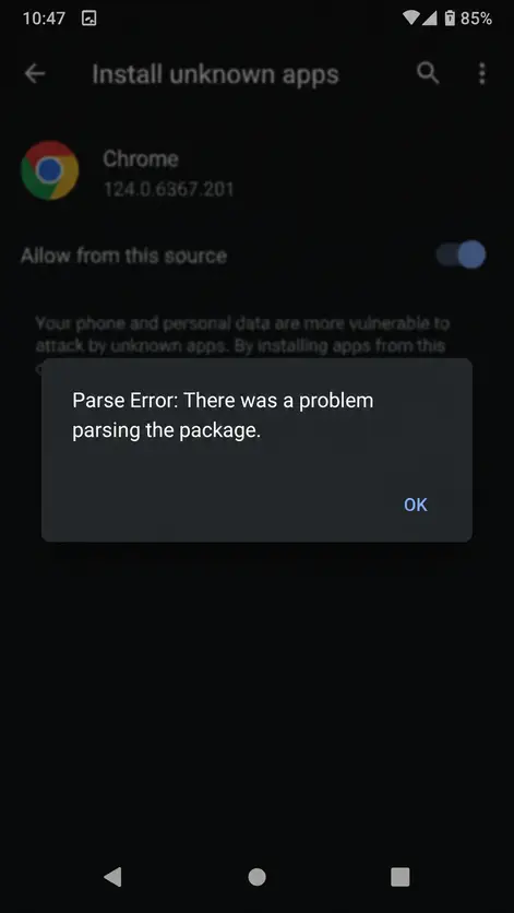 Ralat Parse Error ketika memasang Mega888 APK