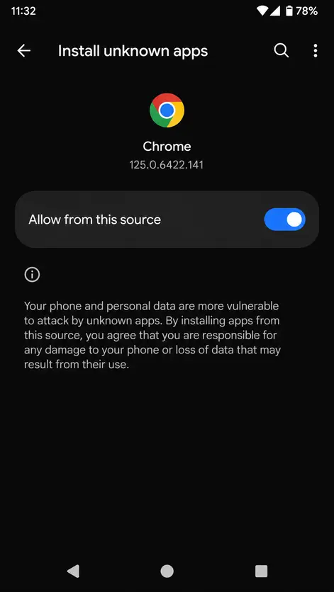 Tetapan Install unknown apps pada Android